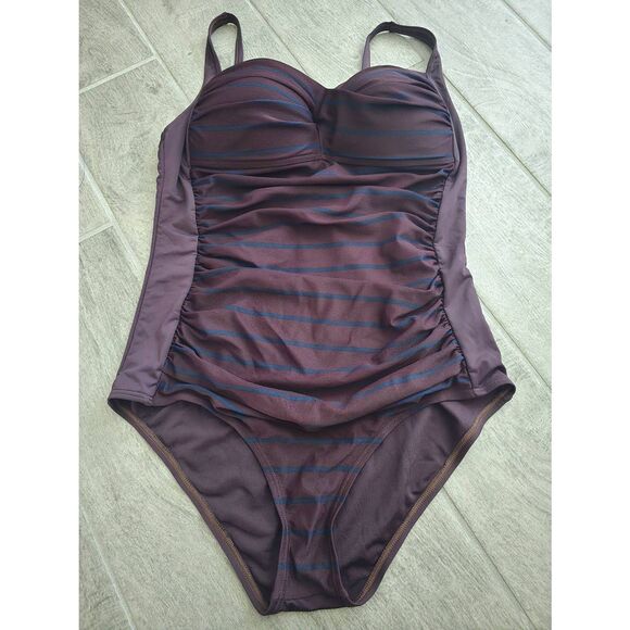 Women's Romenza Targo One Piece Swimsuit Tummy Control Slimming‎ Purple and Blue - Picture 1 of 11